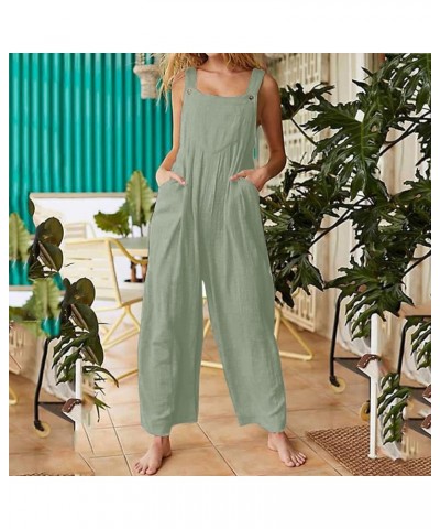 Women's Casual Jumpsuit 2023 Sleeveless Vest Square Neck Pleated Wide Leg One-Piece Belt Pocket Overalls 5-gray $11.19 Overalls