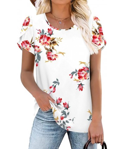 Womens Casual Comfy T-Shirts Loose Lightweight Tunic Tops Soft Elastic Shirt Tee Basic Blouse Floral White $14.74 Tops