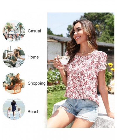 Womens Casual Comfy T-Shirts Loose Lightweight Tunic Tops Soft Elastic Shirt Tee Basic Blouse Floral White $14.74 Tops