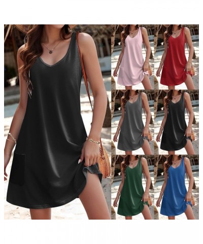 Women's Beach Dress Bikini Beachwear Coverups Casual Vacation Short Summer Halter Dresses Cute Boho Tank Sundress D01-green $...