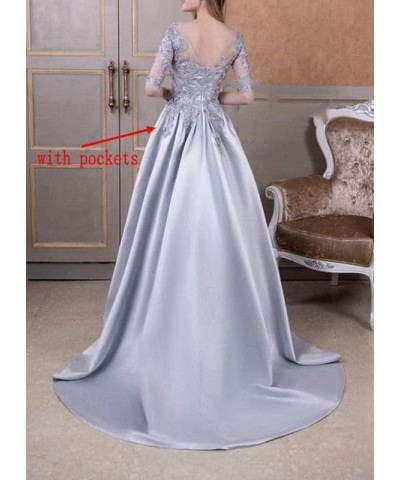 Mother of The Bride Dresses Satin Appliques - Formal Evening Dress V Neck 3/4 Sleeves Lilac $40.70 Dresses