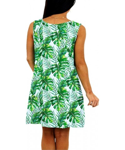 Womens July 4th Dress Patriotic Summer Floral Coverup Dresses with Pockets Green Palm Leaf $11.11 Swimsuits