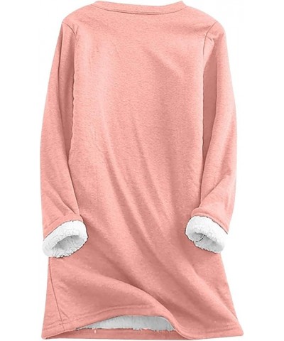 Fleece Sweatshirts for Women Sherpa Lined Casual Loose Colorblock Winter Shirts Solid Color Long Sleeve Tunic Tops 4-pink $8....