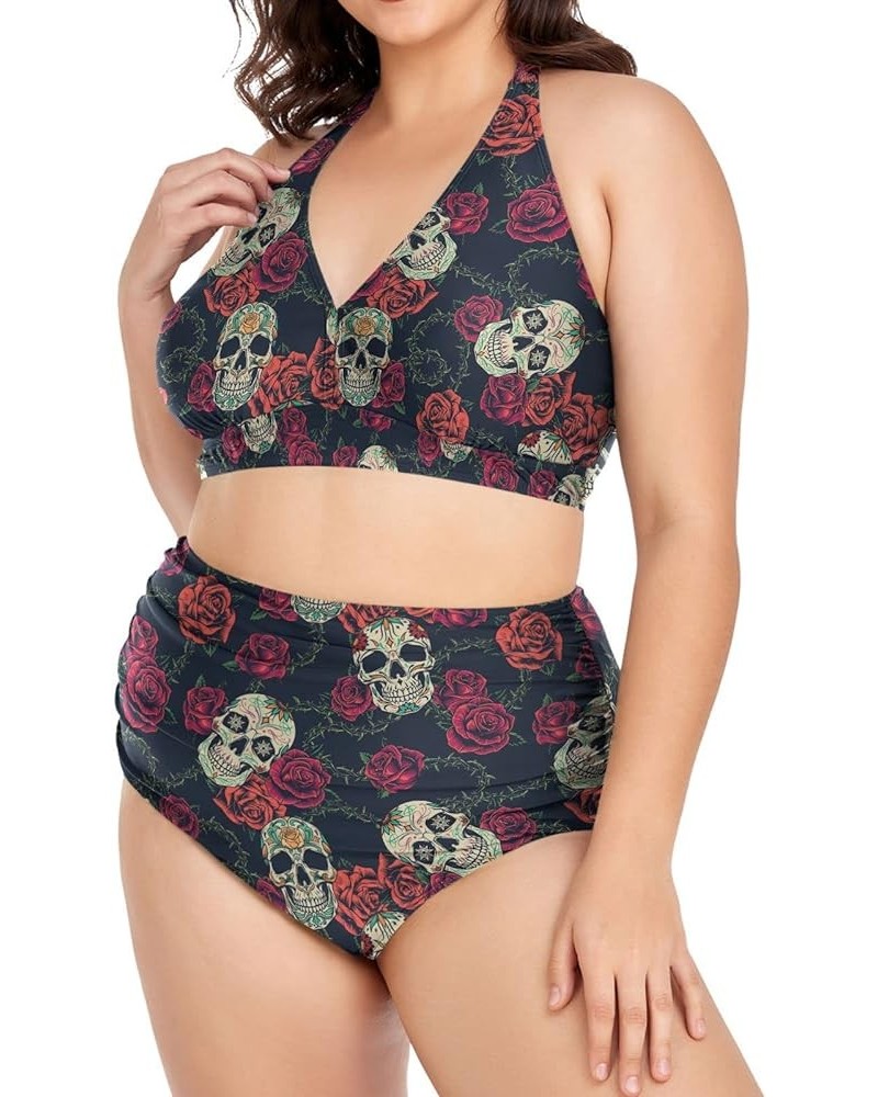 Plus Size Women's Bikini Sets Magic Skulls Bikini Sets for Women High Waisted Sexy Bikini Swimsuits Skull 03 $14.28 Swimsuits