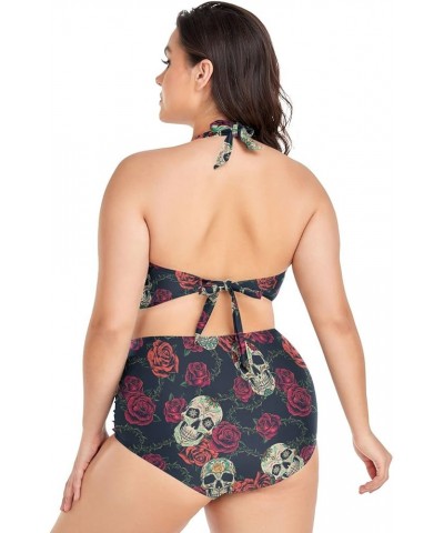 Plus Size Women's Bikini Sets Magic Skulls Bikini Sets for Women High Waisted Sexy Bikini Swimsuits Skull 03 $14.28 Swimsuits