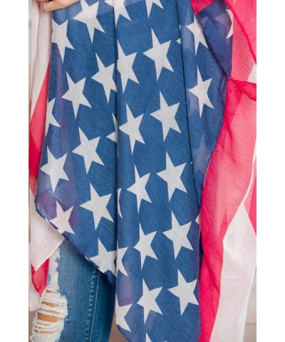 American Flag Patriotic Shawl Wrap Cardi - July 4 USA Stars Stripes Open Kimono Cardigan, Long Vest, Scarf Kimono Cardi - Gra...