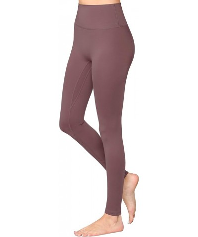 Peached Seamless Front & Side High Waisted Leggings with Inner Pocket Full-Length Yoga Pants Qb3018_dusty_red $11.17 Activewear