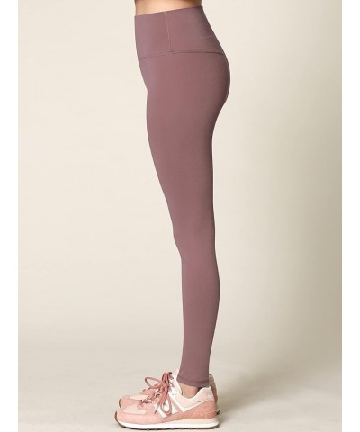 Peached Seamless Front & Side High Waisted Leggings with Inner Pocket Full-Length Yoga Pants Qb3018_dusty_red $11.17 Activewear