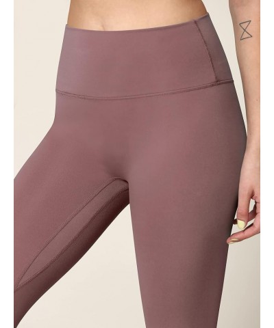 Peached Seamless Front & Side High Waisted Leggings with Inner Pocket Full-Length Yoga Pants Qb3018_dusty_red $11.17 Activewear