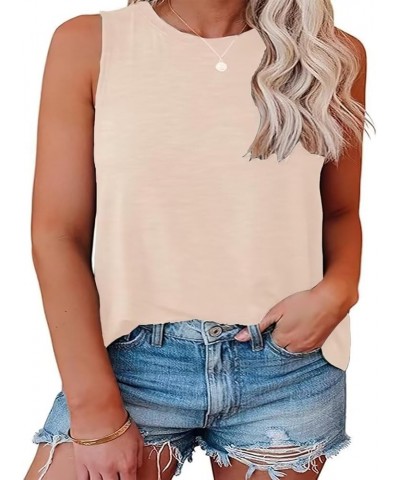 Plus Size Tank Top for Women V Neck Basic Solid Color Casual Flowy Summer Sleeveless Tunics (XL-5XL) D-beige $15.39 Tanks