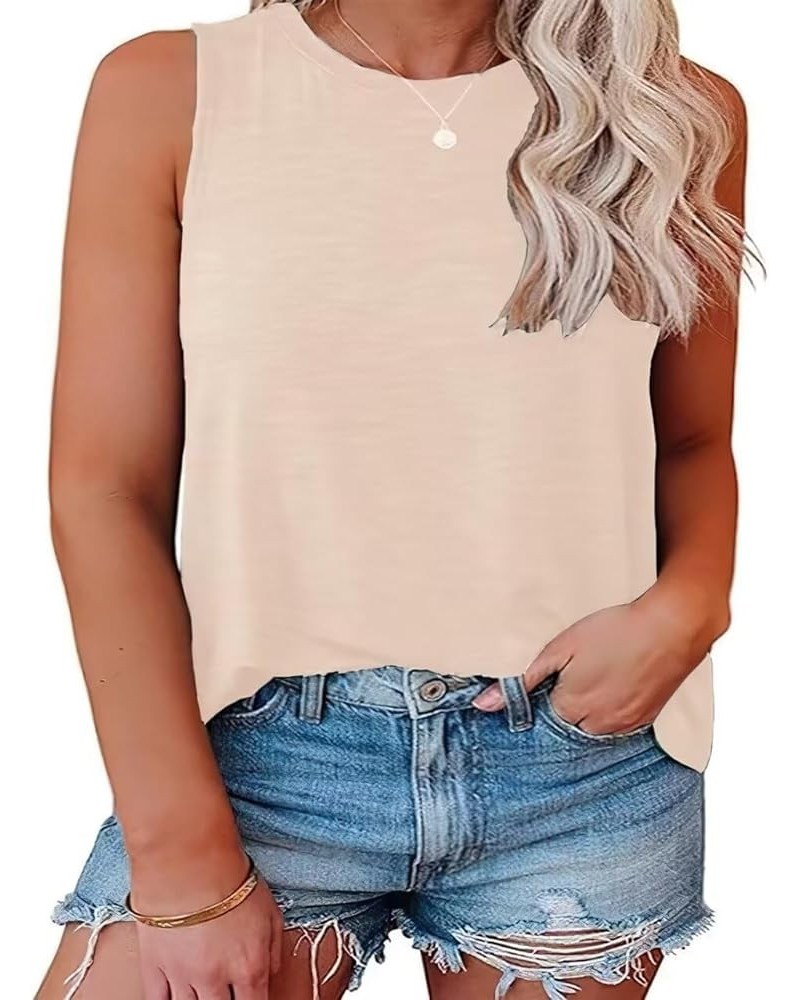 Plus Size Tank Top for Women V Neck Basic Solid Color Casual Flowy Summer Sleeveless Tunics (XL-5XL) D-beige $15.39 Tanks