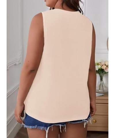 Plus Size Tank Top for Women V Neck Basic Solid Color Casual Flowy Summer Sleeveless Tunics (XL-5XL) D-beige $15.39 Tanks