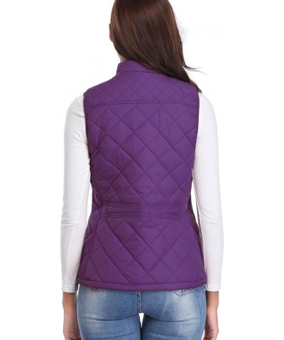 Women's Quilted Vest, Stand Collar Lightweight Zip Padded Gilet Purple $17.10 Vests