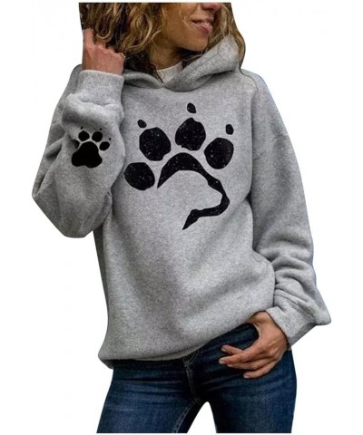 Womens Casual Hoodie Heart Print Hooded Sweatshirts Long Sleeve Cute Paw Print Pullover Tops Shirts Blouses S2 Gary $5.76 Others
