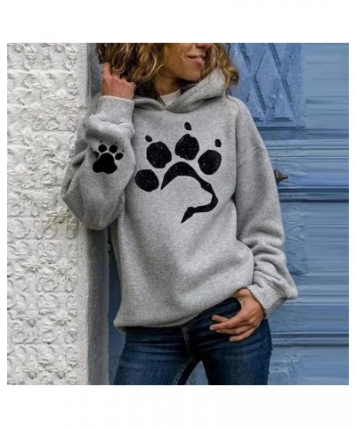 Womens Casual Hoodie Heart Print Hooded Sweatshirts Long Sleeve Cute Paw Print Pullover Tops Shirts Blouses S2 Gary $5.76 Others