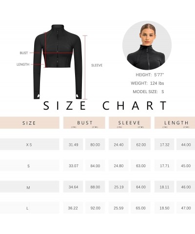 Women's Running Full Zip Lightweight Workout Jacket Cropped Slim Fit Tops Gym Yoga Clothes with Thumb Holes Black $12.30 Jackets