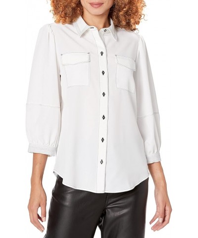 Women's Everyday 3/4 Sleeve Woven Top Soft White $35.41 Blouses