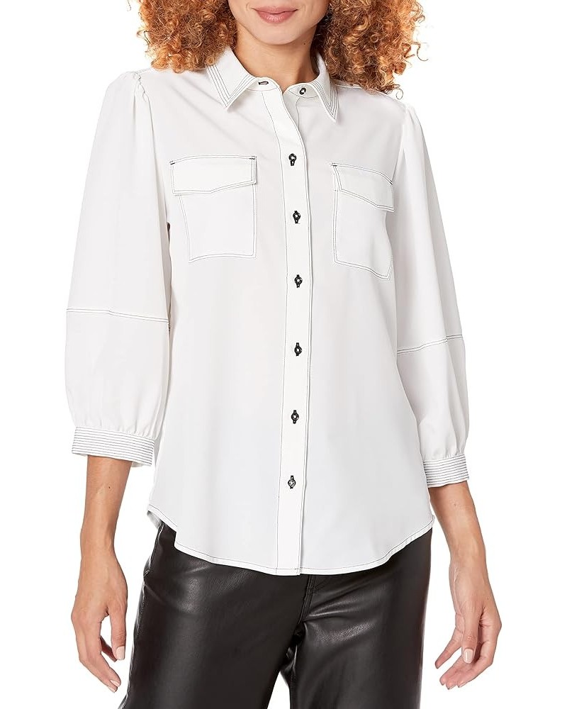 Women's Everyday 3/4 Sleeve Woven Top Soft White $35.41 Blouses