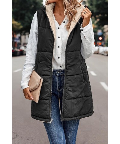 Women's Long Puffer Vest Jacket Sleveless Hoodies Full Zipper Sleeveless Down Coats Thickened Warm Windbreakers Za-black $13....