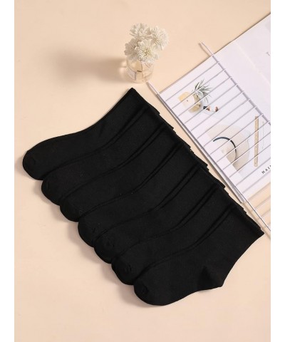 Women's 7 Pairs Cartoon Letter Graphic Crew Socks Cute Above Ankle Socks Black $12.23 Activewear