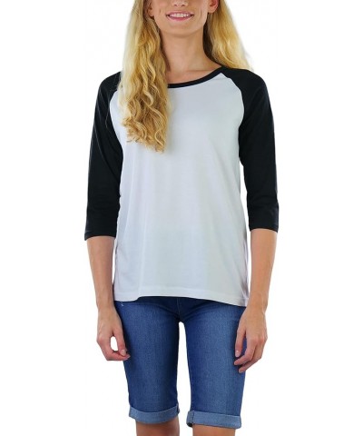 Women's Classic Two Color Cotton Baseball T-Shirts White/Black $8.98 T-Shirts