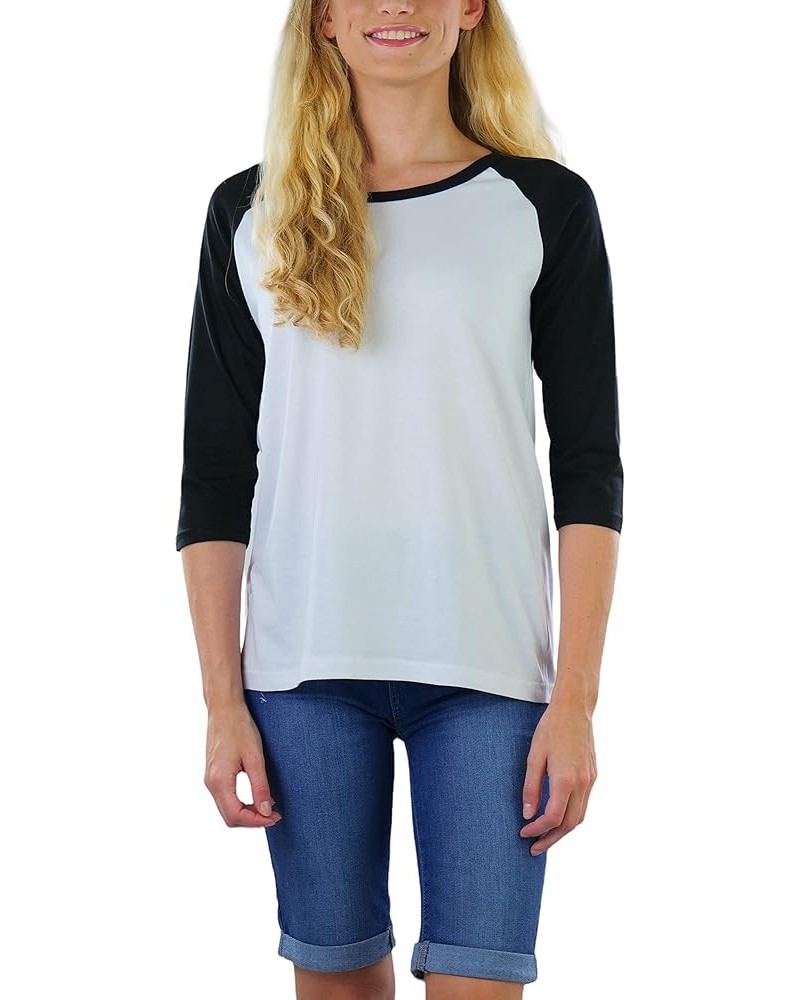 Women's Classic Two Color Cotton Baseball T-Shirts White/Black $8.98 T-Shirts