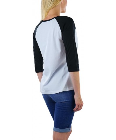 Women's Classic Two Color Cotton Baseball T-Shirts White/Black $8.98 T-Shirts