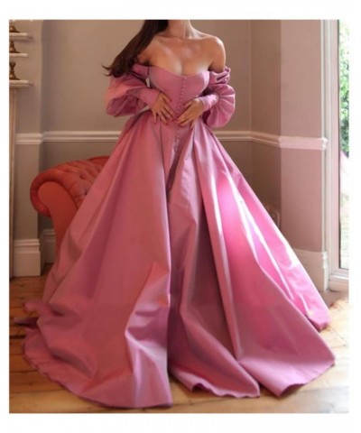 Women's Puffy Sleeve Prom Dress Sweetheart Satin Ball Gown Slit Formal Evening Gowns Princess Wedding Dresses Dusty Rose $45....