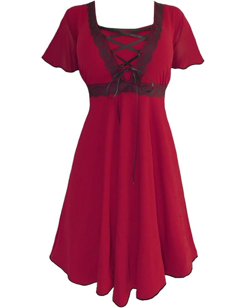 Angel Corset Dress: Gothic Medieval Womens Renaissance Fair Viking Festival Cosplay Shift Frock Vermillion $20.91 Dresses