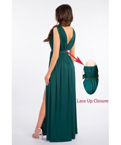 Spaghetti Strap Bridesmaid Dresses for Women 2023 Long Chiffon A Line V Neck Side Slit Prom Evening Gown for Wedding Rust $36...