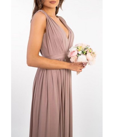 Spaghetti Strap Bridesmaid Dresses for Women 2023 Long Chiffon A Line V Neck Side Slit Prom Evening Gown for Wedding Rust $36...