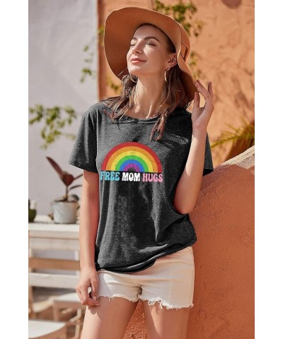 Gay Pride Shirt Women Rainbow LGBTQ Tie Dye Tees Funny Sounds Gay Im in Shirts Summer Bisexual Short Sleeve Tops Dark Grey $1...