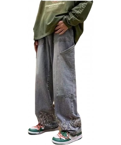 Baggy Jeans Y2K Emo Denim Pant Flame Patterns Hippie Cargo Gothic Alt Parachute Sweatpants Grunge Tripp Clothing Blue $19.79 ...