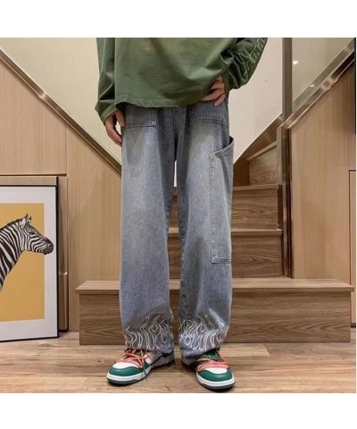 Baggy Jeans Y2K Emo Denim Pant Flame Patterns Hippie Cargo Gothic Alt Parachute Sweatpants Grunge Tripp Clothing Blue $19.79 ...