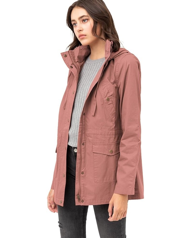 Women's Casual Military Anorak Jacket - Lightweight Detachable Hooded Safari Utility Wjc1845_mauve $22.39 Jackets