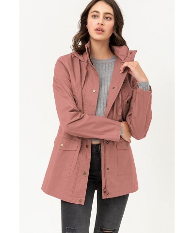 Women's Casual Military Anorak Jacket - Lightweight Detachable Hooded Safari Utility Wjc1845_mauve $22.39 Jackets