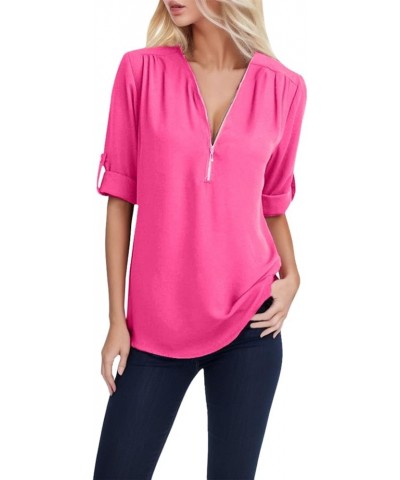 Women's V Neck Long Sleeve Shirts Casual Dressy Cotton Tie Bow Knot Tunic Tops Comfy T-Shirts Fall Shirts 3090-uffhde-a-hotpi...