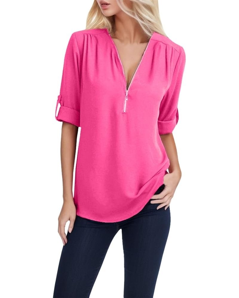 Women's V Neck Long Sleeve Shirts Casual Dressy Cotton Tie Bow Knot Tunic Tops Comfy T-Shirts Fall Shirts 3090-uffhde-a-hotpi...