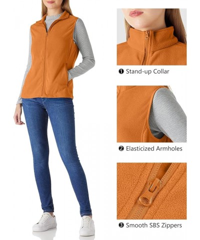 Women’s Fleece Vest, Zip Up Lightweight Soft Running Vest Outerwear Sleeveless with Pockets Brown $16.17 Vests