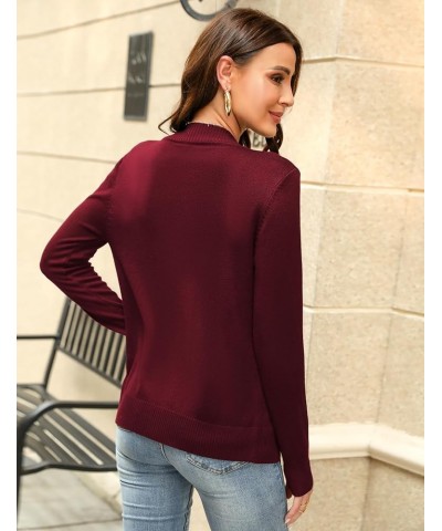 Womens Long Sleeve Knitted Zip Up Sweater Cardigans Sweaters Lightweight Zipper Sweatshirts Jacket Wine Red $17.48 Sweaters