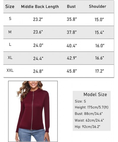 Womens Long Sleeve Knitted Zip Up Sweater Cardigans Sweaters Lightweight Zipper Sweatshirts Jacket Wine Red $17.48 Sweaters