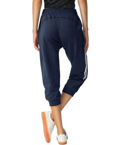 Capri Sweatpants for Women Casual Capri Pants Capri Joggers Sports Pants Cropped Joggers with Pockets Black+navy $11.25 Pants