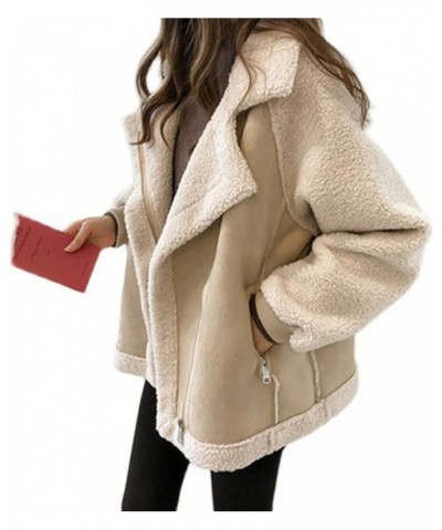 Winter Coats for Women Warm Fleece Wool Sherpa Coats Fashion Casual Puffer Jackets E-beige $18.47 Jackets
