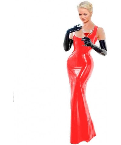 Plus Size Low Cut Sleeveless Skinny Long Dress Ladies Elegant PVC Mermaid Dress Red $34.05 Dresses