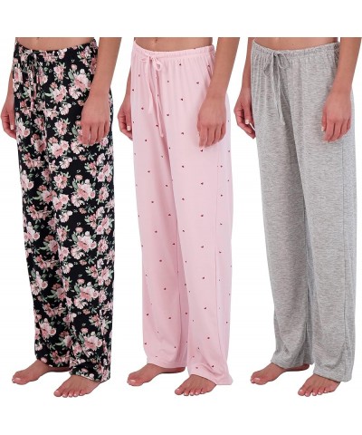 3 Pack: Women’s Ultra-Soft Comfy Pajama Lounge Pants Elegant Sleepwear (Available In Fleece & Soft Knit) Plus Size Soft Knit ...