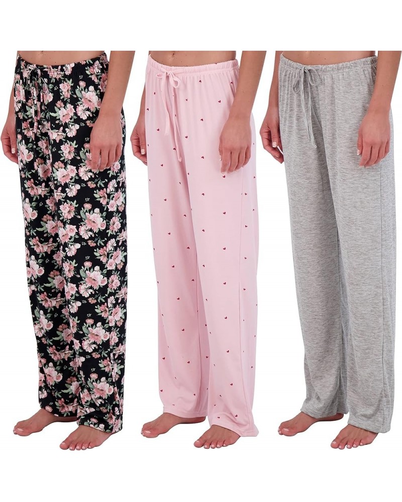 3 Pack: Women’s Ultra-Soft Comfy Pajama Lounge Pants Elegant Sleepwear (Available In Fleece & Soft Knit) Plus Size Soft Knit ...