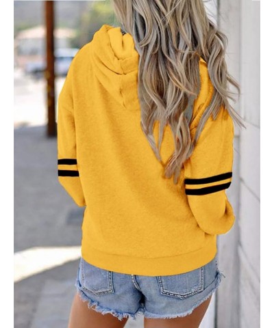 Womens Soccer Mom Hoodie Long Sleeve Casual Loose Striped Soccer Graphic Sweatshirts With Pocket 07-hoodie Yellow $10.40 Hood...