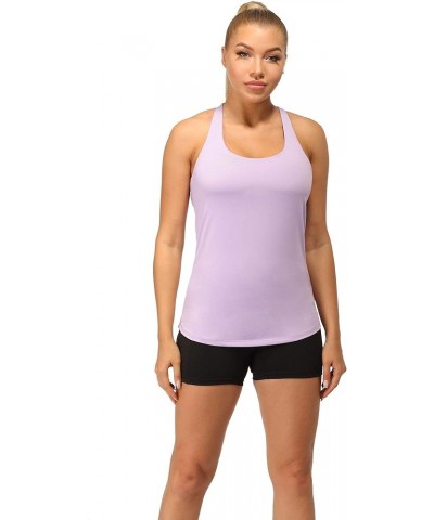 Built in Bra Workout Tank Tops for Women - Open Back Strappy Athletic Yoga Tops Exercise Running Gym Shirts Lilac $12.30 Ling...