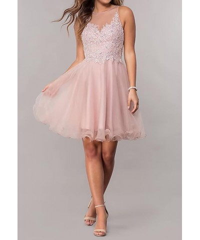 Short Tulle Prom Dress for Teens Homecoming Dresses Lace Applique Beading Evening Party Cocktail Gowns Pink $31.39 Dresses