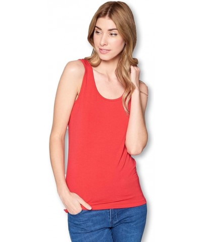 Solid Extra Soft Viscose Made from Bamboo Sleeveless Tank Top Undershirt for Women Red $13.47 Tanks